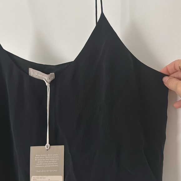 NWT Everlane The Clean Silk Cami Tank Top Women Black Blouse size 14 - Picture 6 of 7